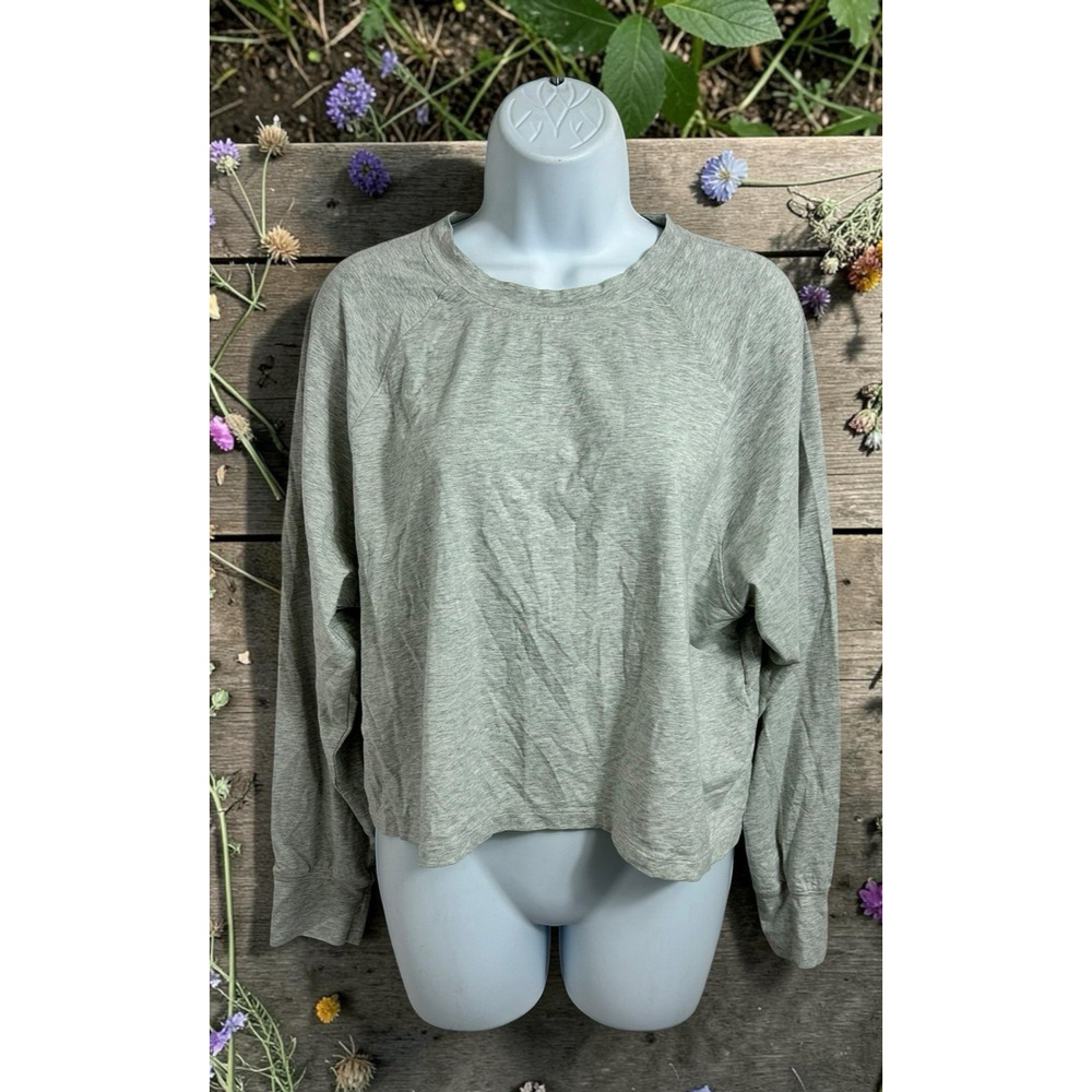 Abercrombie & Fitch YPB Heather Gray Top Sz M Loose Long-Sleeve Athletic Shirt